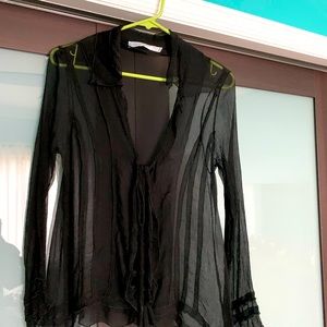 Beautiful black see through blouse, size 12